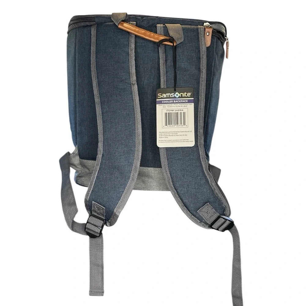 NWT Samsonite Cooler Backpack Insulated‎ Navy Gray Waterproof Liner Travel